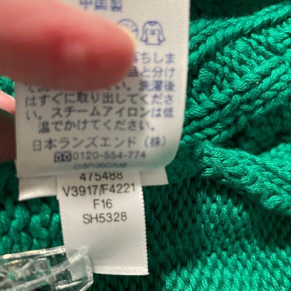 Lands End Drifter Women’s Turtleneck Sweater Cable Knit Emerald Green Med - Picture 8 of 9